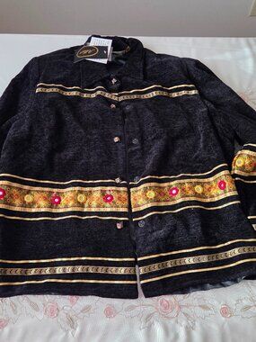 NWT Allure Black and Gold Embroidered Jacket